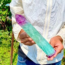 941G Natural unique colored fluorite pillar quartz crystal sample picture