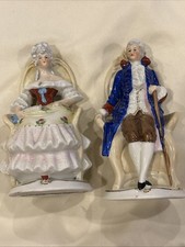 Antique Early 1900s Germany Colonial Seated Couple Porcelain Figures Thuringian picture