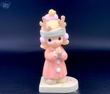Adorable Precious Moments Praying Girl Figurine with Reindeer Antlers ππ¦. picture