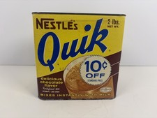 Vintage 1960s Nestle's Quik 2 lb Tin Can 10 Cent Off Chocolate Milk Advertising picture