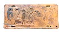 1941 Greeley County Nebraska State Capital Truck License Plate # 62 CK TR 72 picture