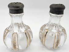 Antique Glass Salt & Pepper Shaker Iowa Paneled Zipper HTF Circa 1900 US Glass picture