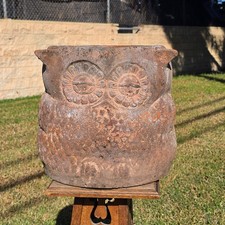 Vintage Large Owl Planter Heavy Clay Terracotta Pot 1970s Rustic Garden 13