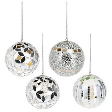 Silver Mosaic White Ball Medium Resin Glass Ornament 3