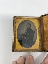 Antique Quarter Plate Daguerreotype Of A Man In A Full Case Opens From Left picture