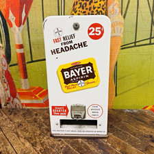 VINTAGE C. 1960 BAYER ASPIRIN VENDING MACHINE SIGN COIN OPERATED MEDICINE RARE picture