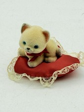 VTG 1982 Hallmark Kitty Cat Valentine w/bow on collar flocked, pillow, Blue Eyes picture