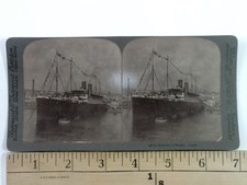 Naples Italy Harbor Passenger Ship Stereoview Underwood & Underwood Early 1900s picture