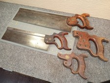 Lot Old ANTIQUE Tenon SAW Back Saws Disston Two Handles barn find Vintage O4 picture