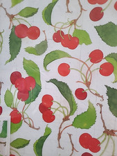 Vtg Current Gift Wrap Wrapping Paper Cherries Cherry 70's MCM 2 Sheets & 2 cards picture