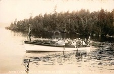New York NY Raquette Lake Sunset Camp Motorboating 1910s RPPC Postcard COPY picture