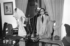 Italian dressmaker Gianni Battistoni posing in his atelier Rome 1973 Old Photo 2 picture