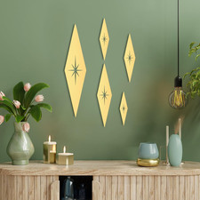 5 Pieces Mid Century Modern Decor Midcentury Vintage Style Gold Starburst Metal picture