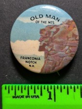 Vintage Old Man of Mountains Franconia New Hampshire Pinback Pin picture
