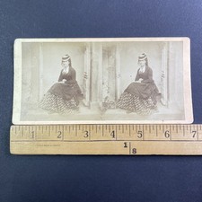 Woman Portrait Stereoview Antique Victorian Fashion Seated c1870 People picture