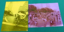 2 Rare 1980's Vintage Colorized Wheelchair Los Angeles Marathon Photo 14 x 11 picture