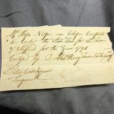 1791 Town Document Signed Peter Colt CT, Rev. War Officer & GrFather Sam Colt picture