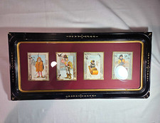 Antique Victorian Eastlake Aesthetic Ebonized Gilt Frame 4 Chromolithographs picture