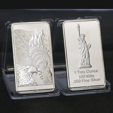 1 Troy Oz Silver Style Bullion Bar Coin Collectible Non-Magnetic NOT Silver + picture