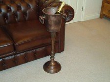 Ice Bucket Vintage Copper Finish Wine Cooler Bar Drinks Floor Standing Champagne picture