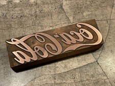 Printing Letterpress Printers Block Large Copper Coca Cola Script Logo (99) picture