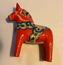 Handmade Hand-Painted Dala Horse Figurine Souvenir Label Mora, Sweden, 4” picture