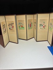 Vintage Korean Eight Panel Silk Embroidered Table To Screen picture