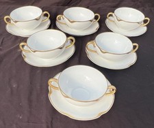 6 Sets Haviland Silver Anniversary Cream Soup & Coffee Saucers EUC picture