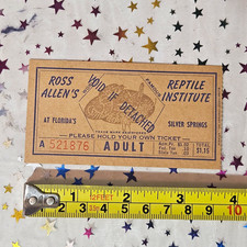 Vintage 1950s Ross Allen's Reptile Institute Ticket Florida's Silver Springs picture