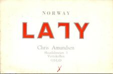 Vtg Ham Radio CB Amateur QSL QSO Card Postcard NORWAY OSLO LA7Y 1959 picture