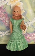 Vintage/Antique Bisque Hawaiian Hula Doll W/MuuMuu & Crepe Leis Hawaii Rare picture
