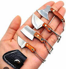 Set of 40 Mini Cleaver Blade Keychain Knife Steel ,Wood Handle Full Tang picture