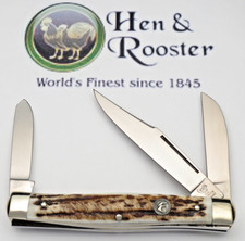 Vintage HEN & ROOSTER BERTRAM GERMANY 173 DS Large Stock Knife - Stag Handles picture