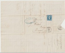 1864 FRANCE Folded Letter LAVAL to RENNES 20c Stamp BANKING Finance Letterhead picture