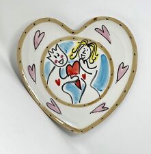 Amora Art Deco Heart Shaped Plate Made in Italy handpaintged 8
