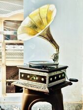 HMV Working Vintage Look Gramophone Player Brass Phonograph Vinyl Record Replica picture