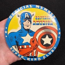 Vintage 1966 Marvel Comics Captain America Super Hero Club Pin Back Button 3.5