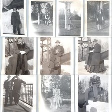 x10 LOT c1940s Forest Park Cannon Tower Snapshots Rose Garden Winter Snow Couple picture