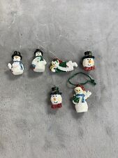 Cute Sparkly Resin Snowman Ornaments Lot Of 6 picture