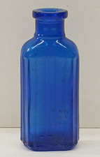 Vintage Cobalt Blue Poison Bottle Hazel-Atlas Ribbed 3