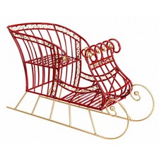 Plow & Hearth Large Christmas Sleigh 87431 Red Bronze Outdoor Holiday Decor NEW picture