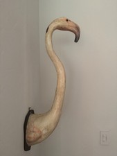Vintage Pink White Paper mâché Flamingo picture