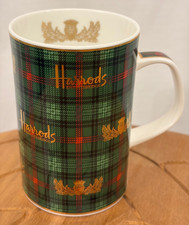 Rare VTG 1994 Harrods Knightsbridge Green/Red Plaid Tartan Fine Bone China Mug picture