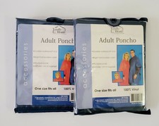 Adult Poncho Durable Waterproof Vinyl One Size, Color Navy Blue, 2 Pack  picture