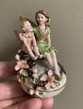 vintage Kingspoint Design fairy trinket box Heavy Enameled Metal Fairy picture