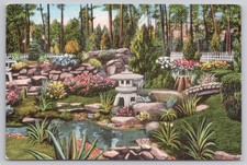 Postcard Lakewood New Jersey Georgian Court College Japanese Gardens Linen picture