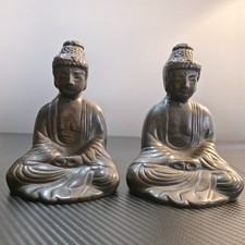 Pompeian Bronze Buddha Bookends Set of 2 Antique Bronze Vintage picture