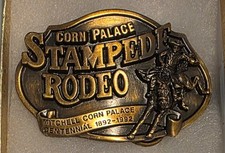 Vintage 1992 Corn Palace Stampede Belt Buckle Centennial Rodeo Limited Edition 2 picture