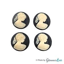 Vintage Nony New York Black & Creamy White Cameo Button Covers Set of 4 picture