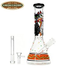 10inch Glass Bong Water Pipes Smoking Tobacco CAT Beaker Bong W/14mm bowl Hookah picture
